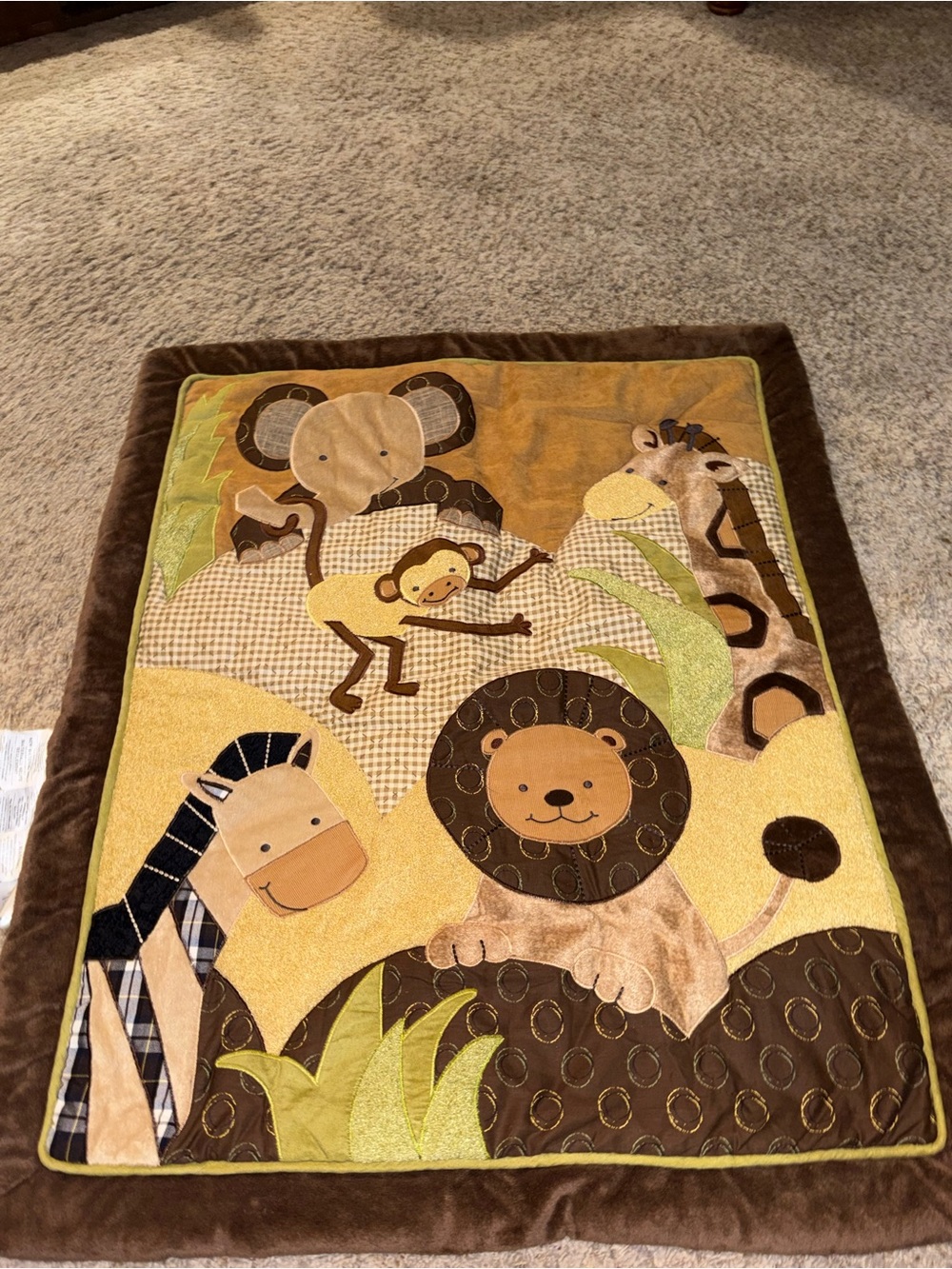 Safari Animal Plush Baby Play Mat - Brown & Yellow
